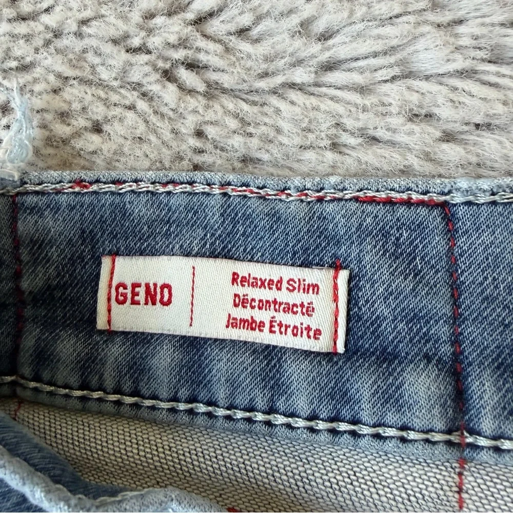 TRUE RELIGION  Geno Relaxed Slim Jeans Mens 32x31 Blue World Tour Horseshoe Flap